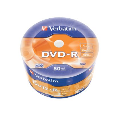 DVD-R Verbatim, 4.7 GB, 16x, AZO покритие, 50 броя, фолирани