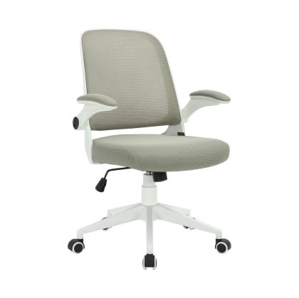 Офис стол RFG Pretty White W, дамаска и меш, Tilt механизъм, до 120 kg, сив