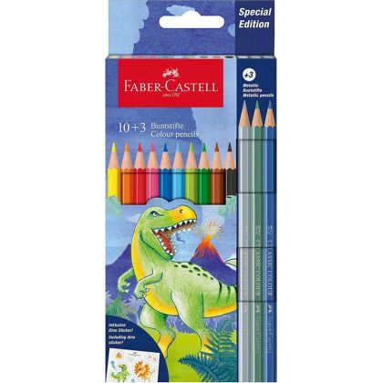 Цветни моливи Faber-Castell Динозавър10+3 цвята