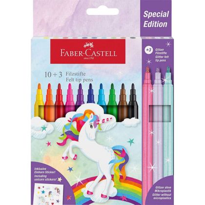 Флумастери Faber Castell Еднорог, 10+3 цвята