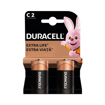Алкална батерия Duracell, C, LR14, 1.5 V, 2 броя
