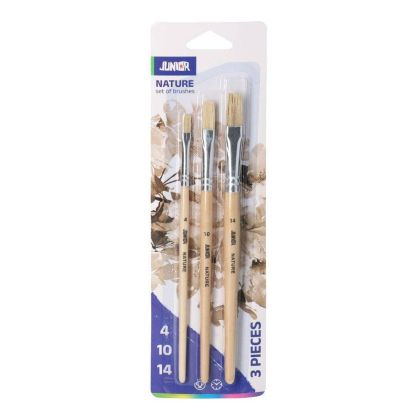 Комплект четки за рисуване Junior Nature, плоски, № 4, 10 и 14, 3 броя