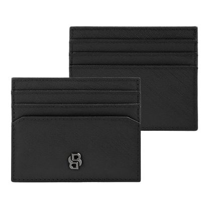 Hugo Boss Калъф за карти Saffiano, с 6 отделения, черен