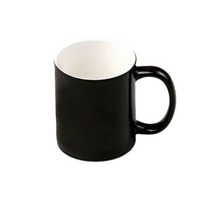 BESTSUB Магическа чаша, керамична, 330 ml, черен гланц, с възможност за персонализация