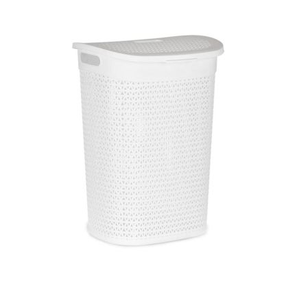 Кош за пране Kipit, с капак, 60 L, бял