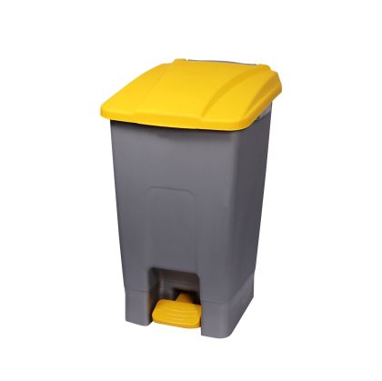 Кош за отпадъци Planet, за разделно събиране, с педал, пластмасов, 70 L, жълт