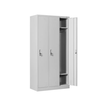 Гардероб RFG, метален, троен, 90 х 45 х 185 cm, сив