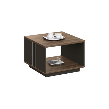 Ниска маса RFG Chicago, 600 х 600 х 420 mm, квадратен плот, ПДЧ 25 mm, дъб Рейн и тъмносиво