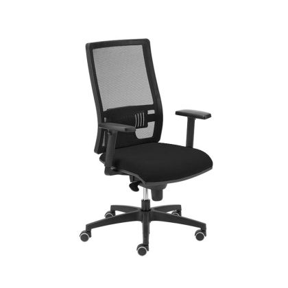 Ергономичен стол MJ Passion ZC/ASY-T1, работен, ST1 механизъм, полиамидна основа, черна седалка, черна облегалка, сглобена мостра