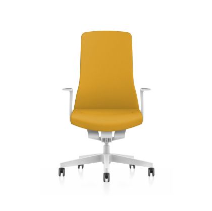 Ергономичен стол Interstuhl PU113, Smart-Spring механизъм, бяло-жълт
