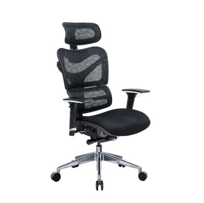 Ергономичен стол RFG TECH@GAMES, Multi-function механизъм, до 250 kg, черна седалка, черна облегалка