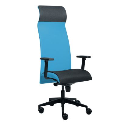 Ергономичен стол Tronhill Solium Executive, дамаска и меш, Synchronous механизъм, до 120 kg, светлосин