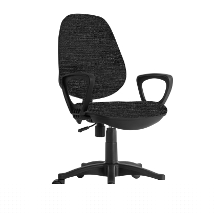 Ергономичен стол RFG Presto Black, текстил, до 130 kg, сив меланж
