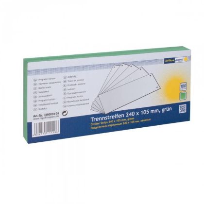 Разделител Office Point картонен, хоризонтален, 100 бр. Зелен