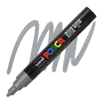 Перманентен маркер Uni Posca PC-5M на водна основа, 1.8-2.5 mm, Сребрист