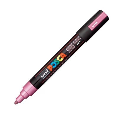 Перманентен маркер Uni Posca PC-5M на водна основа Металик розов