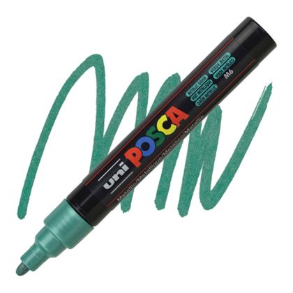 Перманентен маркер Uni Posca PC-5M на водна основа Металик Зелен