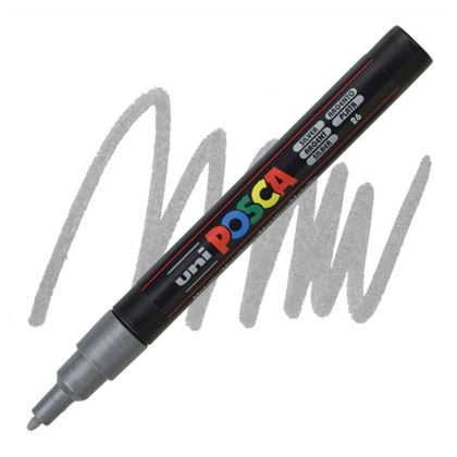 Перманентен маркер Uni Posca PC-3M на водна основа, 0.9-1.3 mm, Сребрист