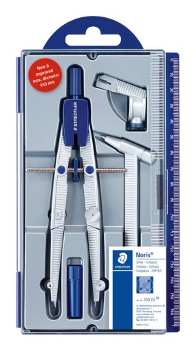 Комплект пергел Staedtler Noris 550 02 с графити, адаптор и удължител