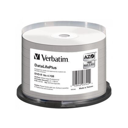 DVD-R Verbatim, 4.7 GB, 16x, AZO покритие, DL+ Medical, 50 броя в шпиндел