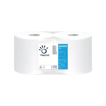 Индустриална ролка Papernet, двупластова, 30.5 х 25.7 cm, 232 m, 760 къса, бяла, 2 броя, 231.8 m