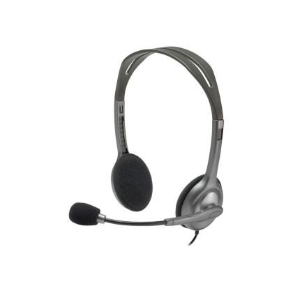 Слушалки Logitech H110, с микрофон, 3.5 mm жак, 58 dB, 100 - 16000 Hz, 1.8 m кабел, сребристи