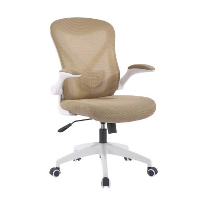 Офис стол RFG Jolly White W, дамаска и меш, Tilt механизъм, до 120 kg, бежов
