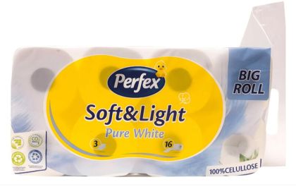 Тоалетна хартия Perfex Soft and Light, 16 броя,3 пласта