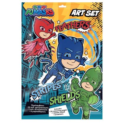 Книжка за оцветяване, 24 страници, 6 маркера и стикери, pj masks