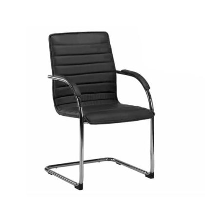 Посетителски стол RFG Sky M, екокожа, метална основа, до 120 kg, черен