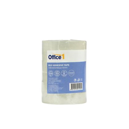 Office 1 Тиксо, 12 mm x 33 m, безцветно, 6 броя
