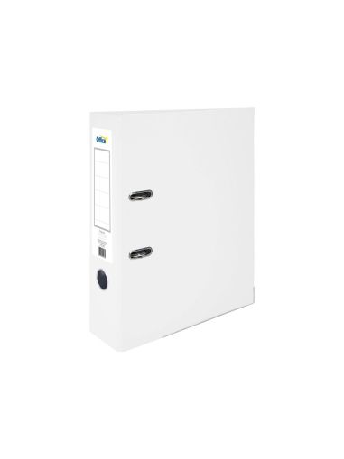 Office 1 Класьор, 8 cm, PP, с метален кант, несглобен, бял, 50 броя