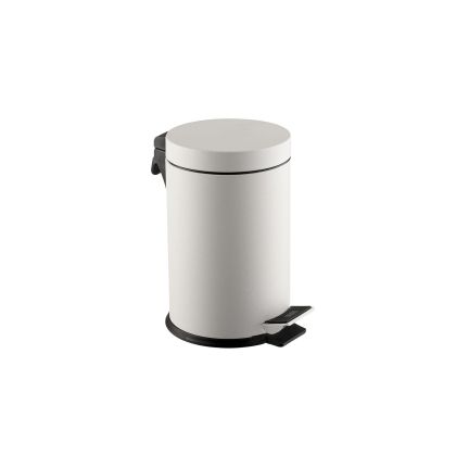 Кош за отпадъци Dayco, с педал, метален, диаметър 22 х 36 cm, 12 L, бял