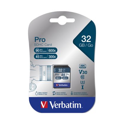 Карта памет Verbatim SDHC Pro Secure, 32 GB, class 10, UHS-I