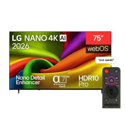 Смарт телевизор LG 75NU85CB6LA, 75'', Ultra HD DLED, HDR10, 60 Hz, HDMI, USB, webOS