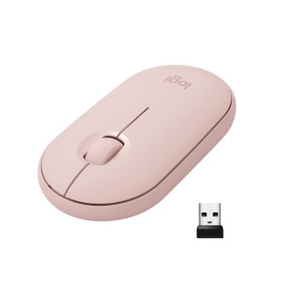 Мишка Logitech M350, безжична, оптична, 3 бутона, USB, розова