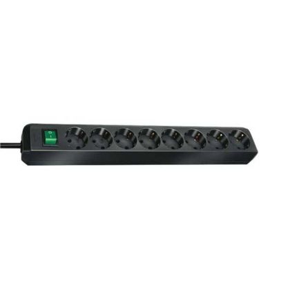 Разклонител Brennenstuhl Eco-Line, 8 гнезда, 3 m кабел, черен