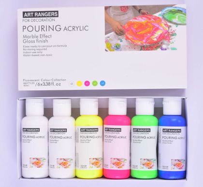 Акрилни боички Art Ranger, 6 бр x 100 ml, флуоресцентни