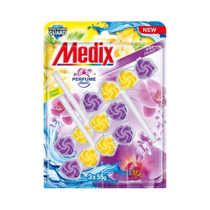 Ароматизатор за тоалетна Medix Perfume Duet Fruits & Orchid, 55 g, 3 броя