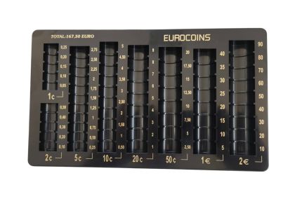 Монетник, в евро, пластмасов, черен