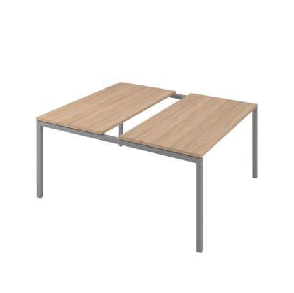 Заседателна маса Narbutas Nova, 1400 x 1640 x 740 mm, правоъгълен плот, ПДЧ 25 mm, меламин кехлибарен дъб, сив метал, крак тип U