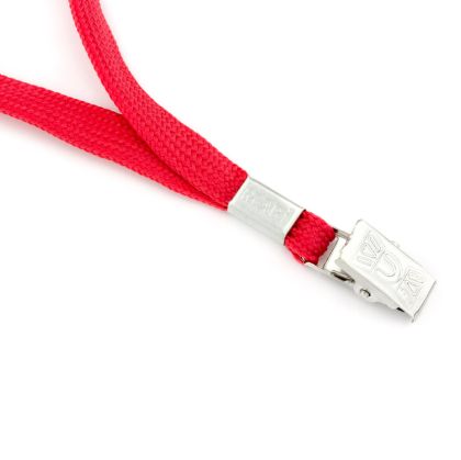 Office 1 Лента за бадж, с щипка, текстилна, червена, 5 броя