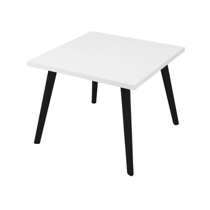 Ниска маса Narbutas Nova Wood, 700 x 700 х 480 mm, квадратен плот, ПДЧ, квадратна, бял меламин, черни дървени крака
