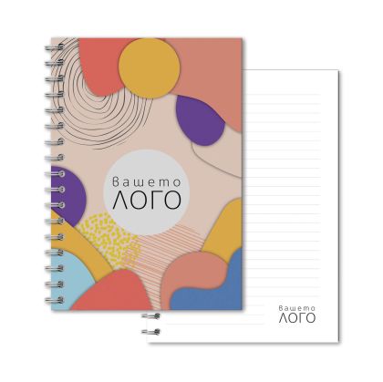 Тетрадка с печат, A5, широки редове, със спирала, 100 листа