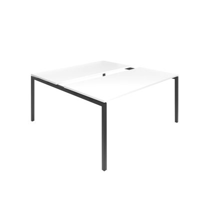 Заседателна маса Narbutas Nova, 1600 x 1640 x 740 mm, правоъгълен плот, ПДЧ 25 mm, бял меламин, черен метал, крак тип U