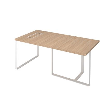 Бюро Narbutas Plana, 1800 x 900 x 750 mm, меламин кехлибарен дъб, бял метал, бял метал на кабелната кутия