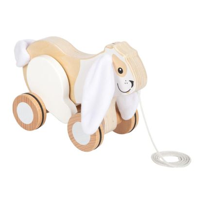 Small Foot Зайче за дърпане, дървено, с шумящи уши