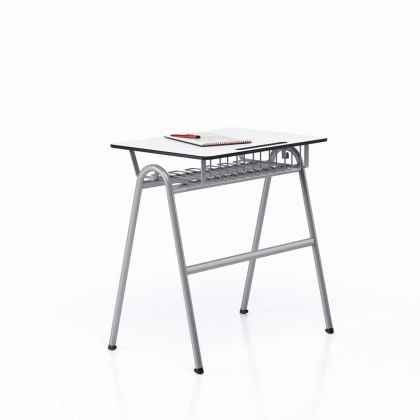 Ученически чин RFG Letme, единичен, 700 х 500 х 750 mm, HPL, бял плот, сиви метални крака