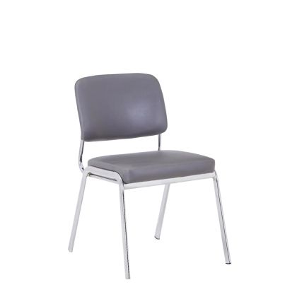 Посетителски стол RFG Slow M, екокожа, метална основа, до 120 kg, сив, 4 броя в комплект