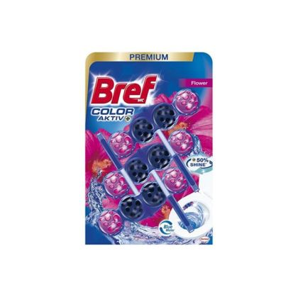 Ароматизатор за тоалетна Bref Color Active, свежи цветя, 3 х 50 g